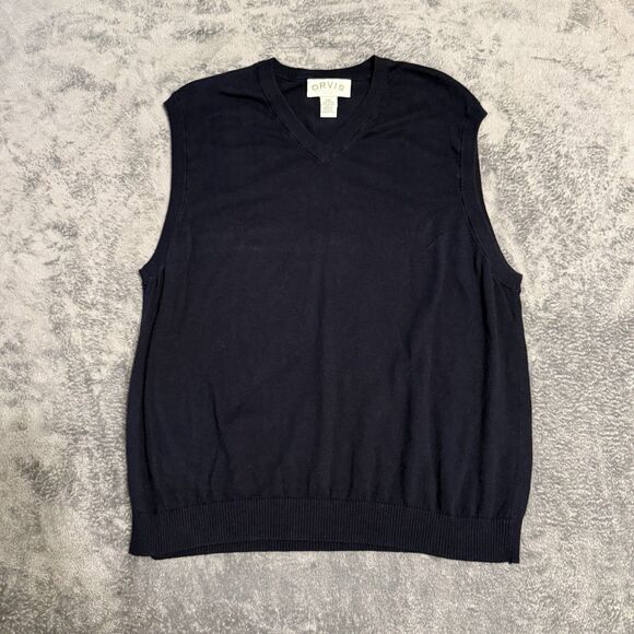 Orvis Mens Lightweight Vest Navy Size XL Cashmere Blend - Picture 1 of 5